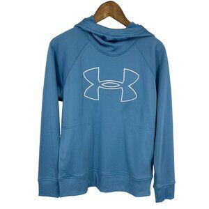Under Armour Blue White Loose Coldgear Fleece Hoodie Women's Size M